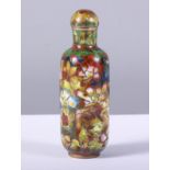 An early 20th century Japanese cloisonne scent bottle and stopper, decorated with flowers, 2 1/2"