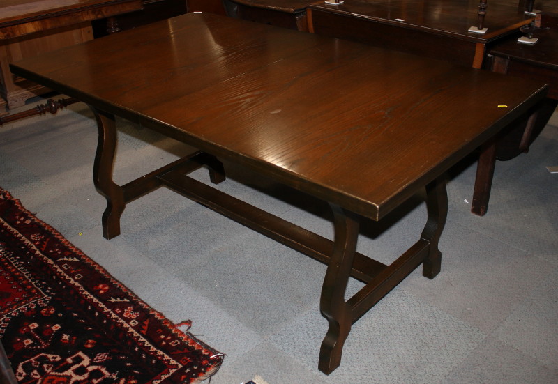 An oak refectory table of 17th century Continental design, on 'H' stretchered supports, top 62" x - Image 2 of 3