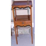 A late 19th century mahogany washstand, fitted one drawer, on square supports, 14" wide
