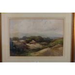 Frank Baker: watercolours, rocky path through mountains and hills, 13 1/4" x 18 3/4", in gilt