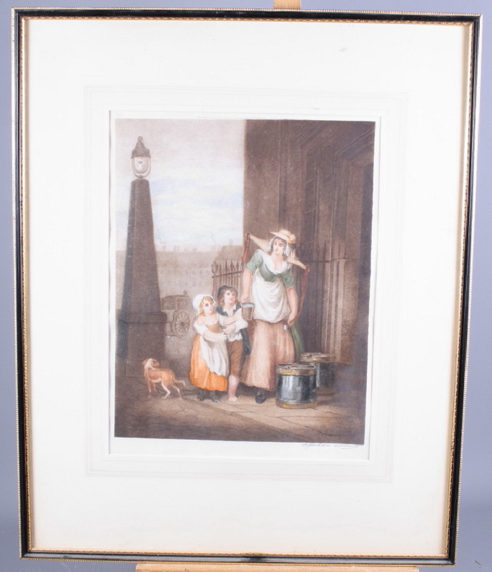 A set of eight coloured mezzotints, Cries of London, in Hogarth frames - Image 6 of 11