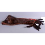 A lady's brown fox fur silk lined stole