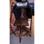 A telephonist's Italian walnut panel seat rotating chair with adjustable backrest