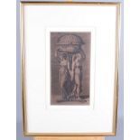 Marcantonio Raimondi: a 16th century engraving, "A Censer", 12 3/8" x 6 3/4", in gilt frame