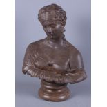 A late 20th century painted plaster bust of Antonia, mother of Nero, 15" high