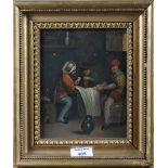 Osave, Dutch School: A pair of oil on boards, men playing cards and men smoking, each 7 1/2" x 6",