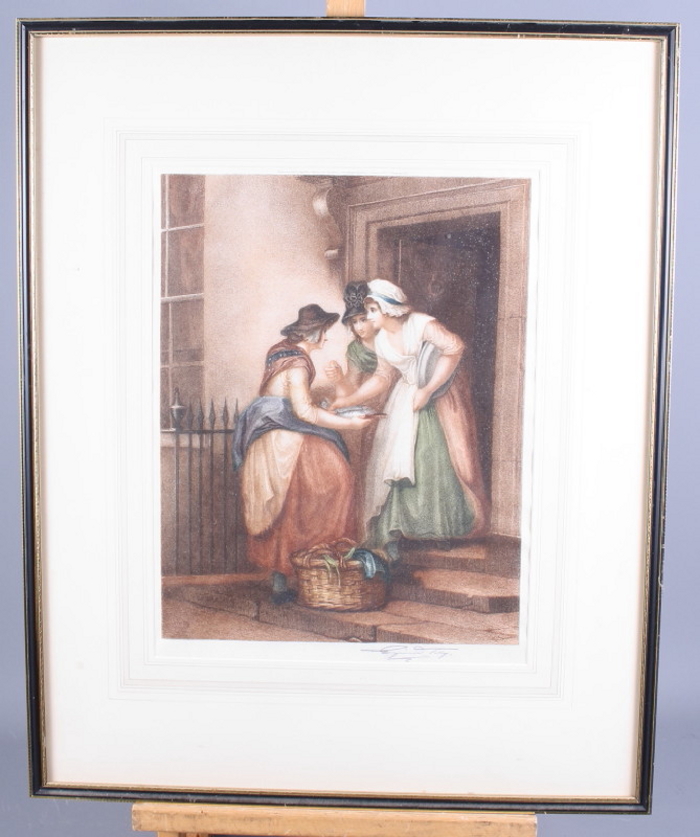 A set of eight coloured mezzotints, Cries of London, in Hogarth frames