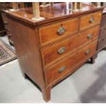A George III mahogany, box and ebony strung chest of two short and two long drawers, 36" wide