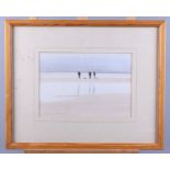 John Hume: watercolours, three fishermen, 7" x 10", in strip frame, and a late 19th century