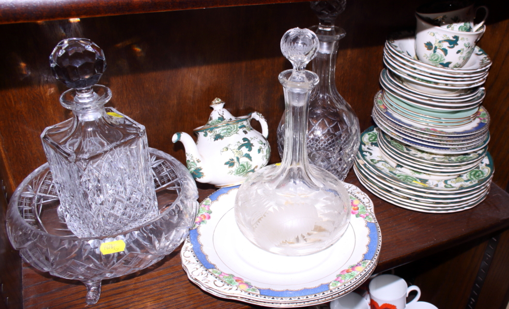 A collection of Masons "Green Chartreuse" and other decorative china, cut glass, etc