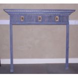 A carved and painted pine fire surround of Adam design, aperture 44" x 39"