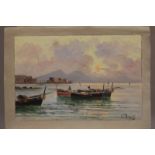 N Petrilli: oil on canvas, Neopolitan coastal scene, 8" x 12", unframed