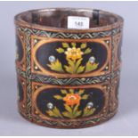 A 19th/early 20th century Eastern European painted cylindrical coopered measure, decorated with