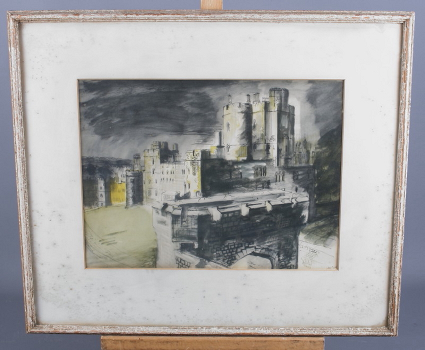 John Piper: an offset lithograph, Penguin Print "View of Windsor Castle", 10 1/8" x 13 5/8", in