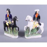 Two Victorian Staffordshire pottery figures, Tom King and Dick Turpin