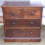 A 19th century polished as walnut chest of two short and two long drawers, 37" wide