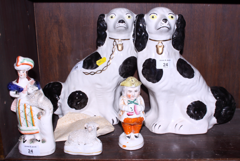 A group of Staffordshire pottery, various, including a shaker in the form of a standing man