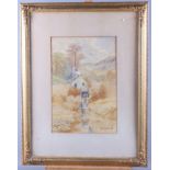 Wallie Jones, 1908: watercolours, water mill, 13" x 9", in gilt frame