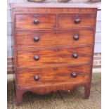 A Victorian mahogany chest of two short and three long graduated drawers with knob handles, on