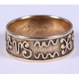 An astrological symbols ring with 19th century dated inscription