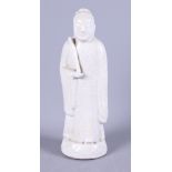 A Chinese porcelain crackle glazed figure of a sage, 9" high
