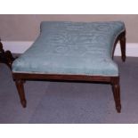 A Louis XVI design stool, upholstered in a green fabric, on reeded supports, 26" x 28", and a