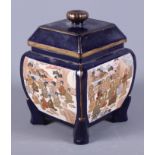 A 19th century Japanese Satsuma koro and cover, painted with various figures in court scenes, on