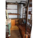 Two Staples teak ladder rack wall units each 37" wide