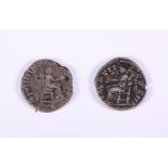 Two Roman silver denarius coins