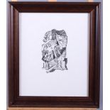 Gill?: a mid 20th century woodcut, Saint Peter, in strip frame