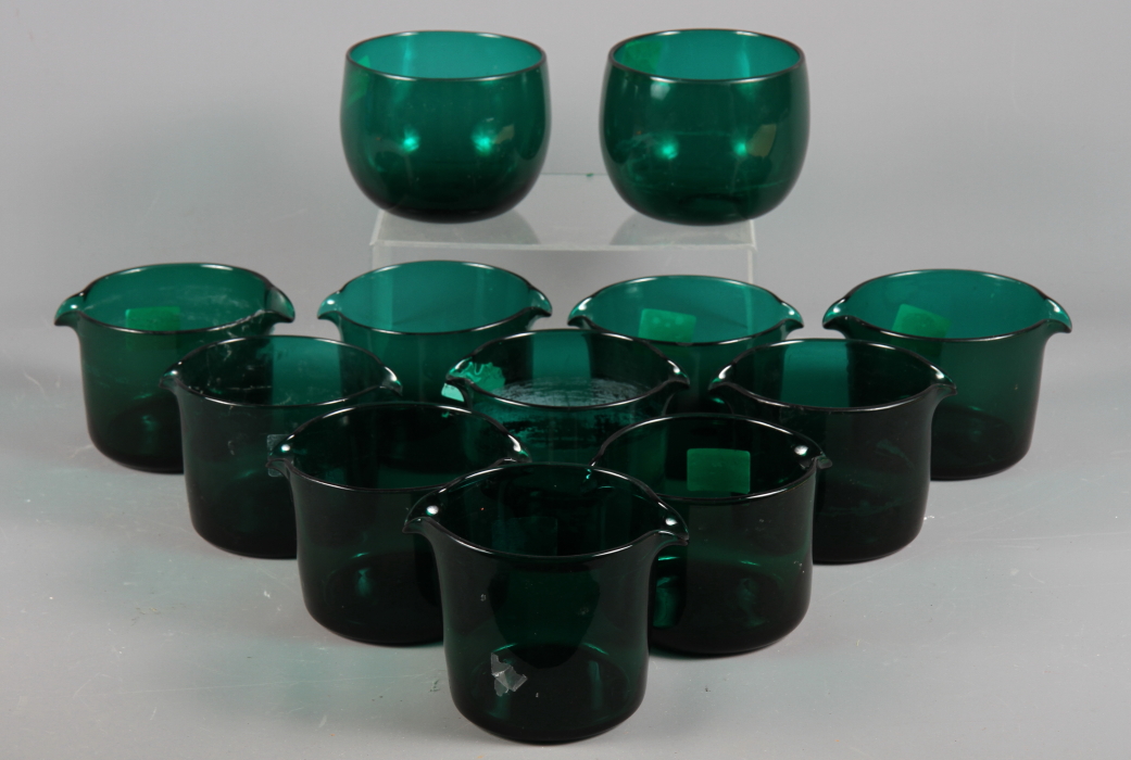 A collection of twelve Georgian green wine glass coolers