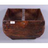 An early 19th century elm trug with plain carrying handle, 14 1/2" wide