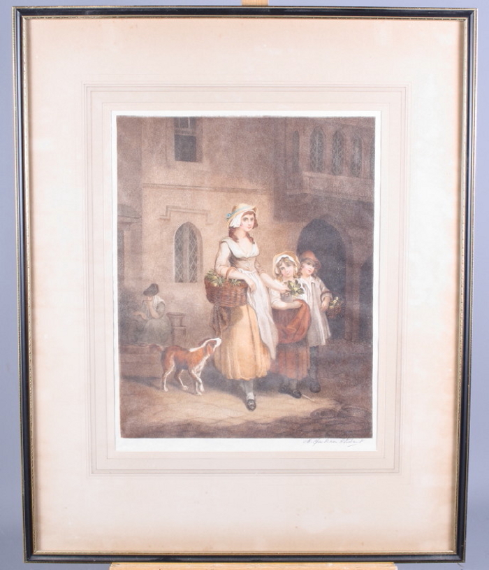 A set of eight coloured mezzotints, Cries of London, in Hogarth frames - Image 11 of 11