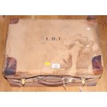 A gentleman's early 20th century leather cased travelling vanity case, the glass jars each with
