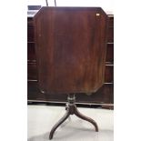 A 19th century mahogany and ebony strung rectangular top occasional table with cut corners, on