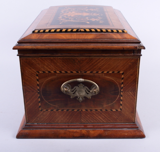 A 19th century floral marquetry two-handled work box, 13" wide - Bild 4 aus 5