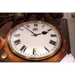 A Great Western Railway type oak case clock