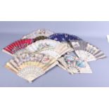 A collection of eight 19th Century Spanish paper fans of various designs