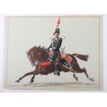 A 19th century watercolour, "4th Hussar", 6" x 3 1/2", unframed