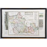 Moll: a 17th century hand-coloured map of Berkshire, in strip frame