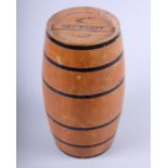 A Hennessy turned beech advertising barrel, 10 1/2" high
