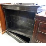 A 19th century ebonised mahogany open bookcase with adjustable shelves, on block base, 48" wide