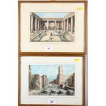 Giovanni Gallo: a pair of watercolour studies, Pompeian ruins, 6" x 9", in gilt frames