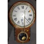 A British Rail (W) oak and inlaid cased wall clock, 32" high