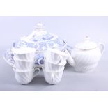 A blue and white tureen, two meat plates, a Wedgwood teaset and a quantity of blue and white and