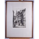 Louis Whirter: a signed etching, "A Street in Rouen", in oak strip frame, and Cyril Gray: two