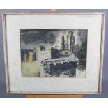 John Piper: an offset lithograph, Penguin Print "View of Windsor Castle", 10 1/8" x 13 5/8", in