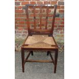A 19th century elm chair with three splats to back and drop-in rush seat, and one other