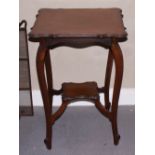 An Edwardian walnut shape top two-tier occasional table, on cabriole supports, 20" square