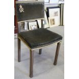 A George VI Coronation chair with blue velvet seat and back